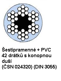 Ocelové lano průměr 3/4 mm, 6x7 FC B 1960 sZ + PVC transparentní - 1