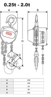 Řetězový ruční kladkostroj X-CH05, nosnost 0,5 t, délka zdvihu 8 m, ovládací řetěz 5m - 2/3
