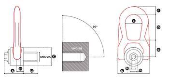 Otočný vázací bod DSR UP U 3/4"-UNF, délka závitu 28 mm, bez matice - 2
