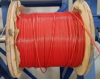 Ocelové lano průměr 3/5 mm, 6x7 FC B 1770 sZ + PVC červené - 2
