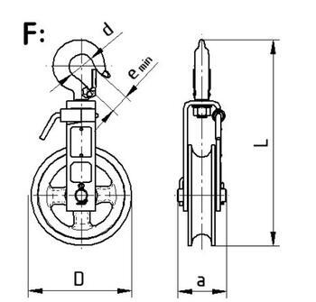 Zednická kladka Z500/F s hákem a odklopnou bočnicí - 2