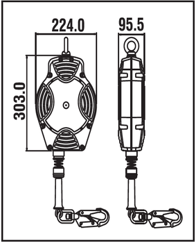 Zachycovač pádu s tlumičem, pr.ocelového lana 4,5 mm a délka 20 m - 2