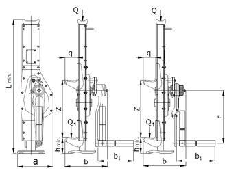Hřebenový zvedák s pevnou opěrou 15-00, nosnost 2,5 t, standard klika - 2