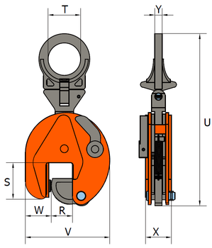 Vertikální svěrka VEUW-H 7,5t, Extra-Hart, 0-55mm - 3